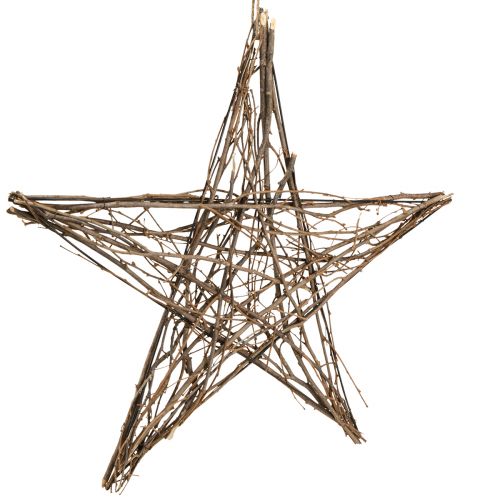 Artículo Estrella decorativa de ramitas de nochebuena para colgar 60cm