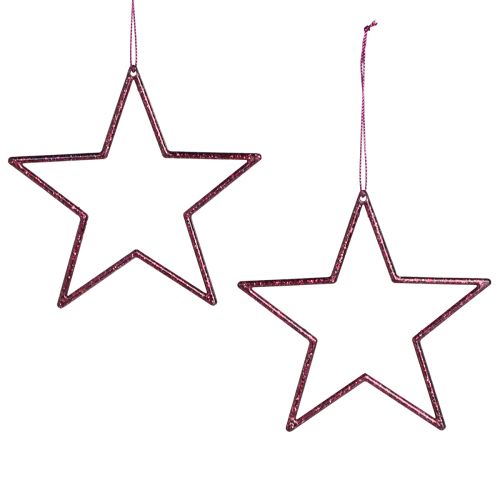 Floristik24 Estrellas decorativas Adornos para árboles de Navidad Berry Glitter Ø12cm 12 piezas