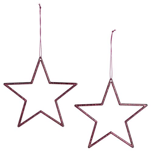 Artículo Estrellas decorativas Adornos para árboles de Navidad Berry Glitter Ø12cm 12 piezas