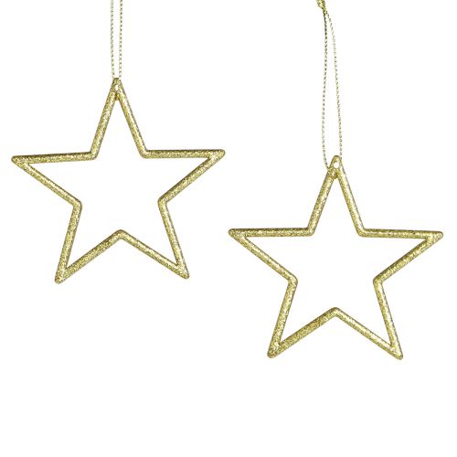 Artículo Estrellas decorativas Adornos para árboles de Navidad brillo dorado 7,5 cm 40 piezas
