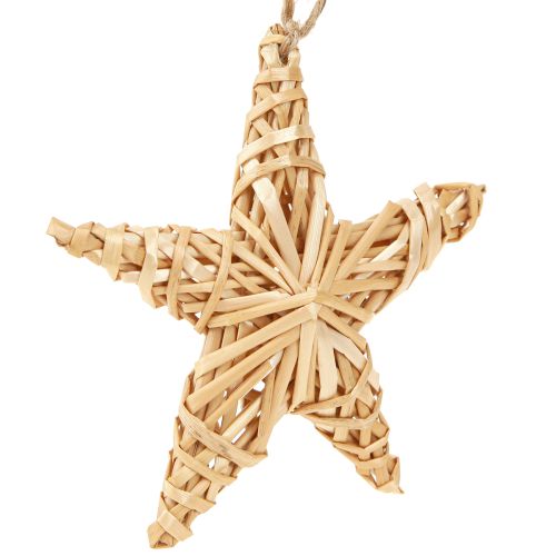 Estrellas decorativas para árbol de Navidad, ratán natural, 11 cm, 6 unidades