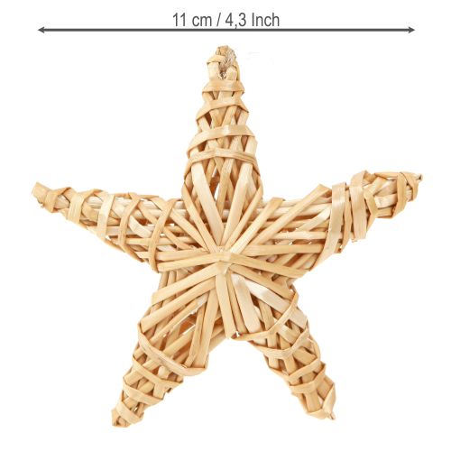 Artículo Estrellas decorativas para árbol de Navidad, ratán natural, 11 cm, 6 unidades