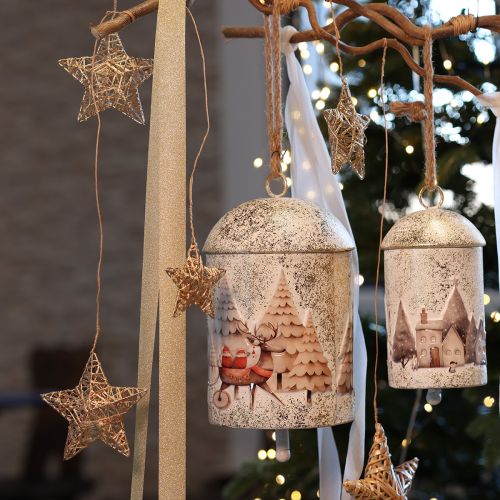 Adornos navideños de estrellas de 11 cm de ratán natural (juego de 6) | Floristik24.es