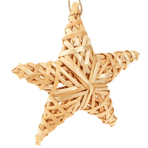 Estrellas decorativas para árbol de Navidad, estrellas de ratán, 14,5 cm, 3 piezas