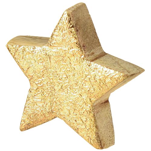 Artículo Estrellas decorativas de madera estrellas doradas madera de mango natural Ø5cm 12 uds
