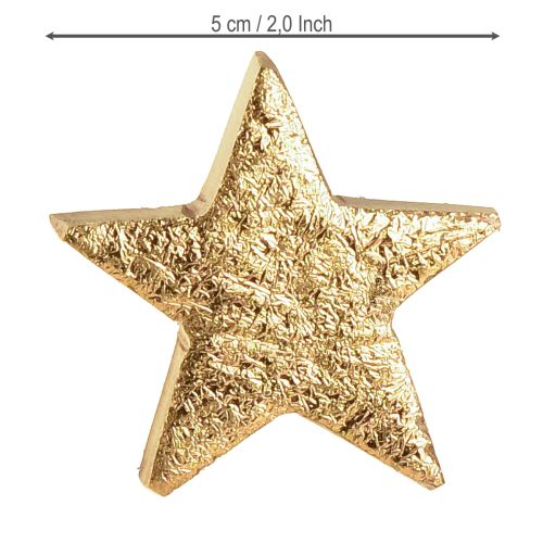 Artículo Estrellas decorativas de madera estrellas doradas madera de mango natural Ø5cm 12 uds
