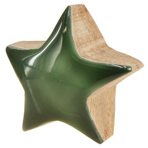 Artículo Estrellas decorativas de madera, color verde, para esparcir, 3 cm, 9 unidades
