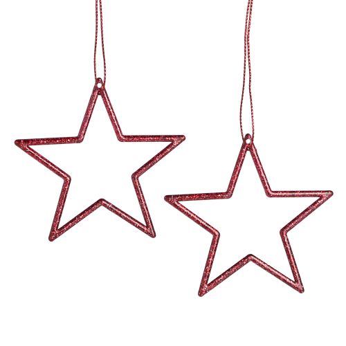 Artículo Estrellas decorativas poinsettias para colgar rojo 7,5cm 40uds