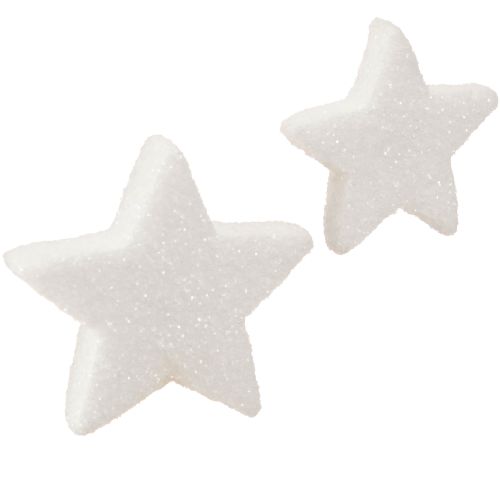 Artículo Estrellas decorativas decoración espolvoreada con purpurina blanca Navidad 4/5cm 36 piezas