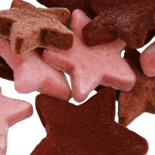 Artículo Estrellas decorativas flocadas para decoración dispersar color marrón burdeos Ø4/5cm 40 uds