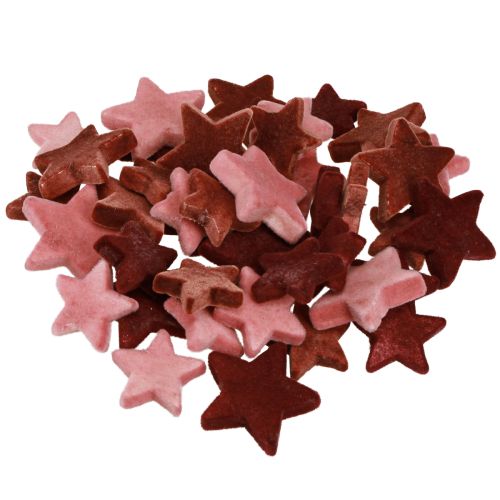 Artículo Estrellas decorativas flocadas para decoración dispersar color marrón burdeos Ø4/5cm 40 uds