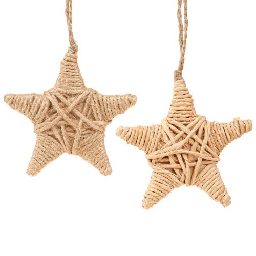 Estrellas decorativas para colgar rafia cáñamo árbol decoración 7,5cm 8 piezas