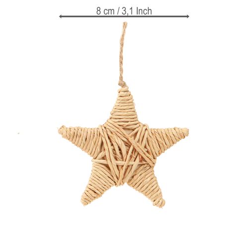 Artículo Estrellas decorativas para colgar rafia cáñamo árbol decoración 7,5cm 8 piezas