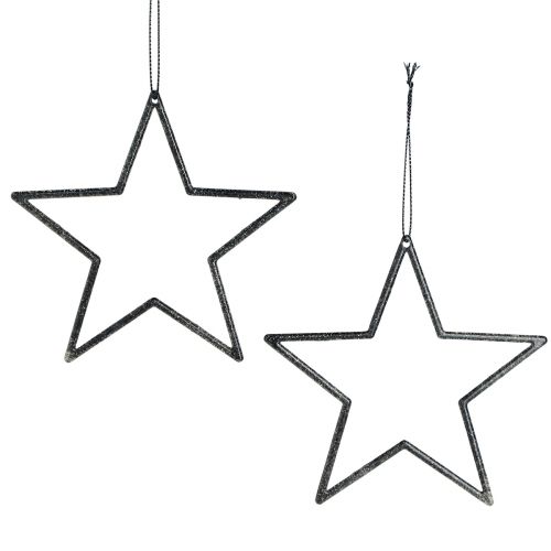 Floristik24 Estrellas decorativas para colgar adornos para árboles negro Ø12cm 12 piezas