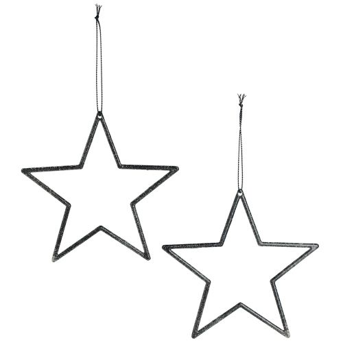 Artículo Estrellas decorativas para colgar adornos para árboles negro Ø12cm 12 piezas