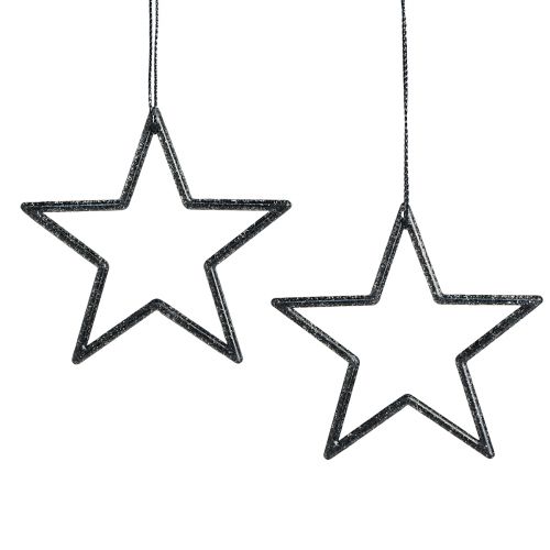 Artículo Estrellas decorativas para colgar purpurina negra Ø7,5cm 40 uds.