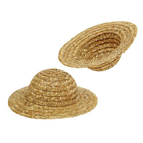 Floristik24 Sombrero decorativo de paja Ø16cm Natural 12St