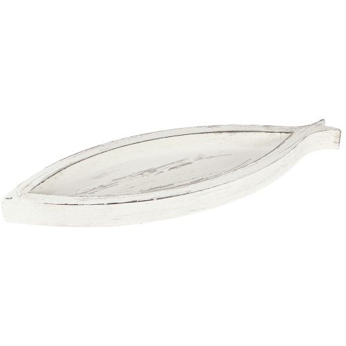 Artículo Bandeja decorativa de madera con forma de pez, color blanco y natural, L30/40/50 cm, juego de 3