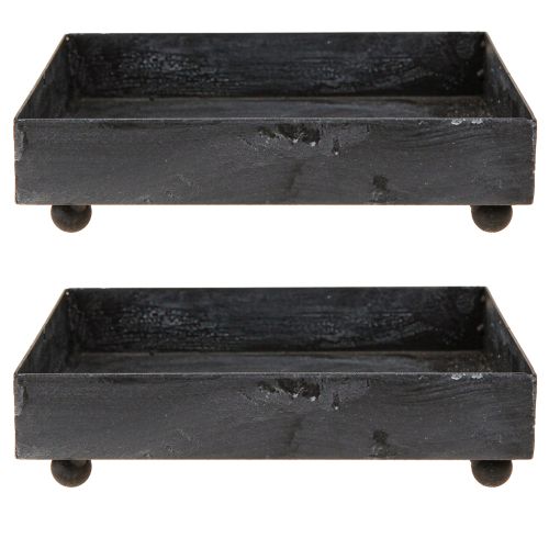Artículo Bandeja decorativa metal negro gris lavado 15×15cm 2uds