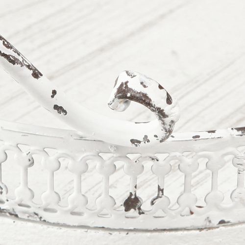 Floristik24 Bandeja decorativa metal mango blanco shabby chic Ø20cm H8cm
