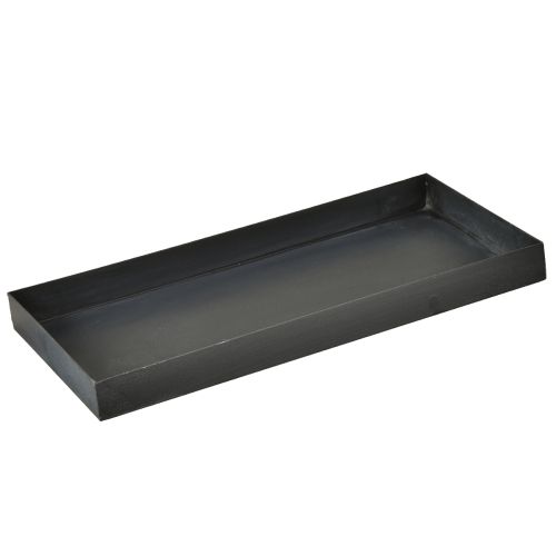Bandeja decorativa bandeja metálica lavada negro gris 30×15cm