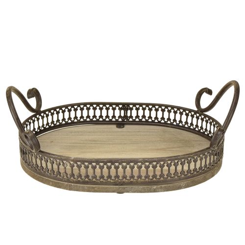 Artículo Bandeja decorativa ovalada 23cm x 17,5cm x 7,5cm marrón