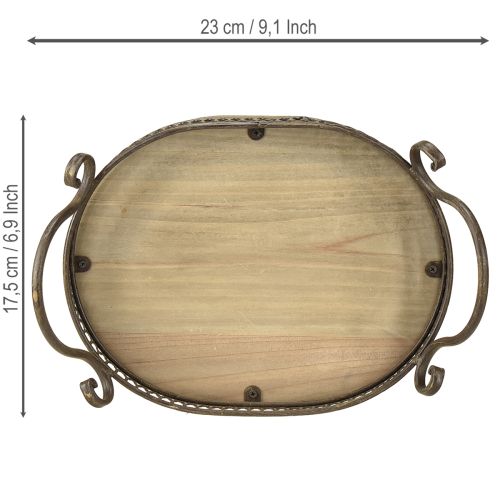 Artículo Bandeja decorativa ovalada 23cm x 17,5cm x 7,5cm marrón