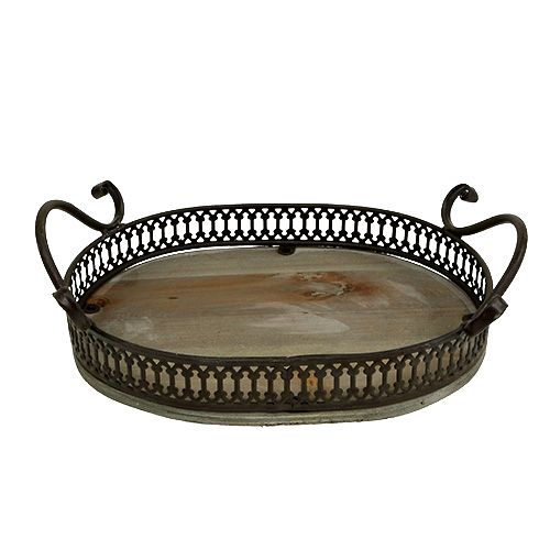 Artículo Bandeja decorativa ovalada 23cm x 17,5cm x 7,5cm marrón