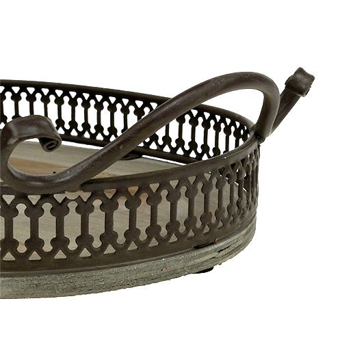 Artículo Bandeja decorativa ovalada 23cm x 17,5cm x 7,5cm marrón