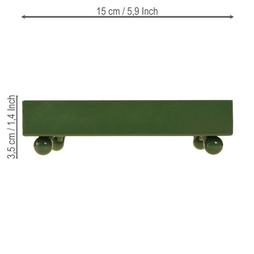 Artículo Bandeja decorativa cuadrada de metal verde 15×15cm 2uds