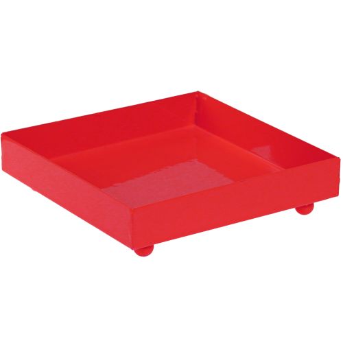 Floristik24 Bandeja decorativa cuadrada de metal rojo 15×15cm 2uds