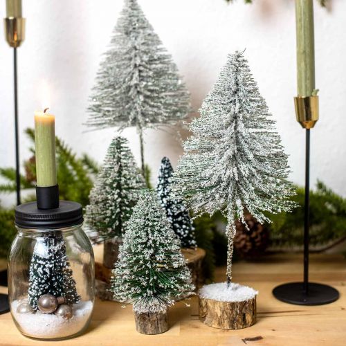 Floristik24 Abetos decorativos, adornos de invierno, árbol de Navidad, Adviento Al.30 / 32cm Ø13.5cm juego de 3