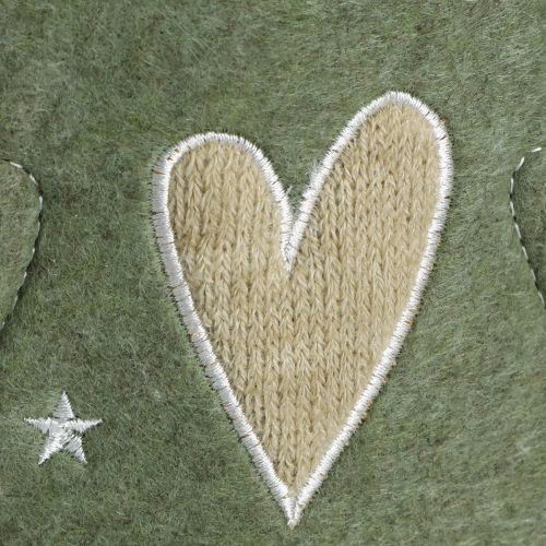 Artículo Árbol de Navidad decorativo de fieltro verde con estrellas en forma de corazón Al 52 cm 2 piezas