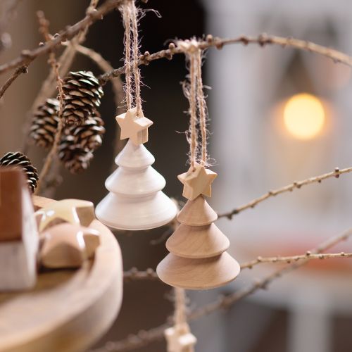 Artículo Árbol de Navidad decorativo de madera adornos para árbol de Navidad Ø5cm H7.5cm 6 piezas