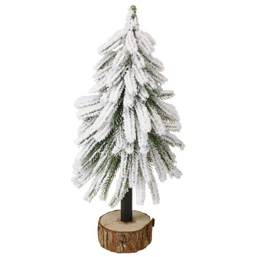 Floristik24 Árbol de Navidad decorativo cubierto de nieve sobre base de madera Ø15cm H30cm