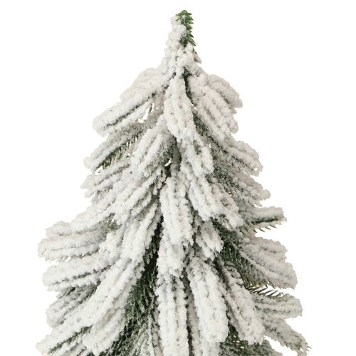 Floristik24 Árbol de Navidad decorativo cubierto de nieve sobre base de madera Ø15cm H30cm