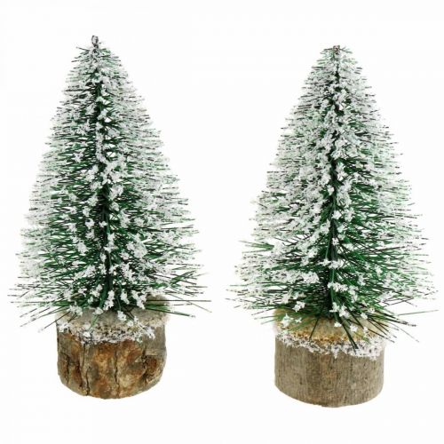 Floristik24 Decoración navideña, árbol de Navidad decorativo, mini abeto verde con nieve H15cm Ø9,5cm 6 piezas