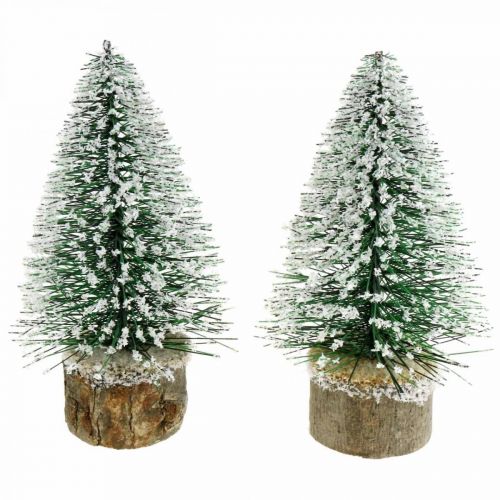 Floristik24 Adorno navideño, abeto decorativo, mini abeto verde nevado H15cm Ø9.5cm 6pcs