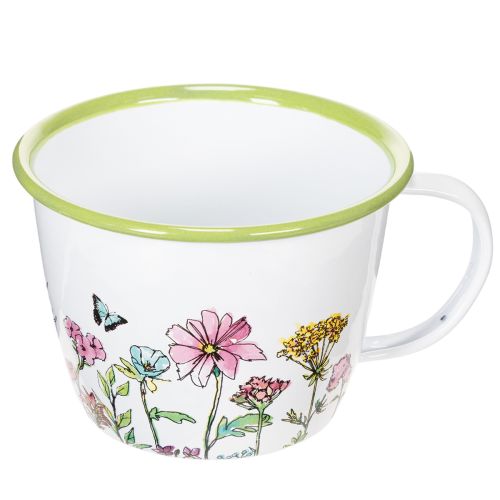 Taza decorativa, maceta esmaltada, Ø11cm H8cm | Floristik24.es