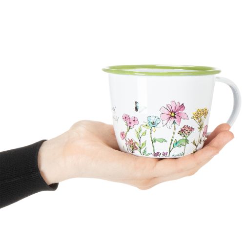 Artículo Taza decorativa, maceta esmaltada, Ø11cm H8cm