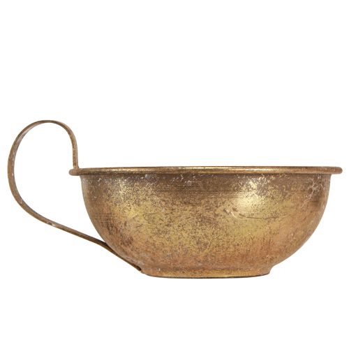 Floristik24 Taza decorativa con portavelas portavelas dorado antiguo Ø17cm