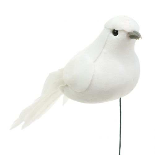 Artículo Deco palomas en el alambre blanco 9cm 6pcs