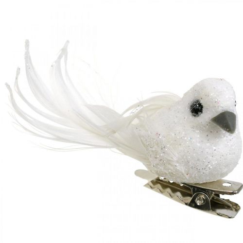 Artículo Deco pareja de palomas Deco pájaros con clip blanco L5cm 4pcs