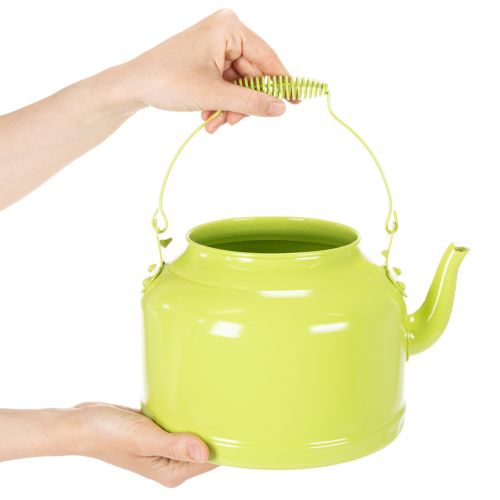 Tetera decorativa de metal, verde manzana - maceta - Ø20cm H15cm - decoración versátil para el jardín e idea de regalo | Floristik24.es