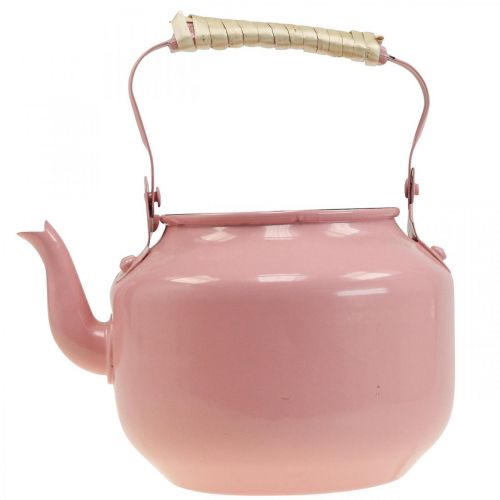 Floristik24 Macetero decorativo con forma de tetera de metal rosa viejo Ø8,6cm H16cm