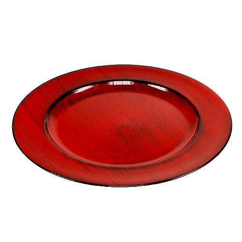 Floristik24 Plato decorativo plastico Ø28cm rojo-negro