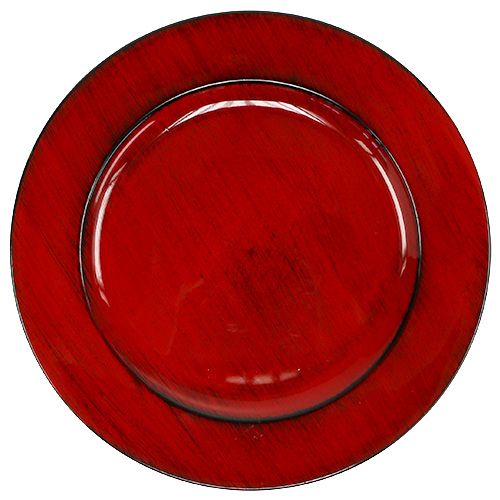 Plato decorativo plastico Ø28cm rojo-negro