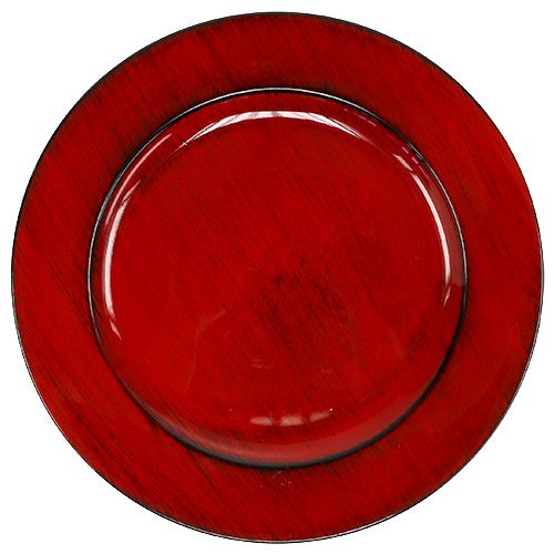 Floristik24 Plato decorativo plastico Ø28cm rojo-negro