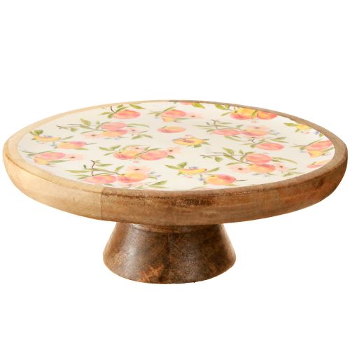 Artículo Plato decorativo con base madera de mango motivo melocotón Ø26cm H9,5cm