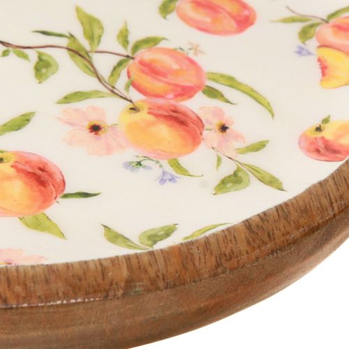 Artículo Plato decorativo con base madera de mango motivo melocotón Ø26cm H9,5cm